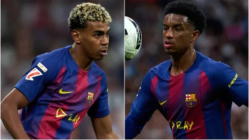 Barcelona players Lamine Yamal and Alejandro Balde.