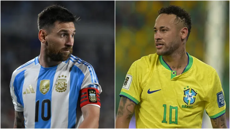 Lionel Messi (L) of Argentina, and Neymar Jr. (R) of Brazil.