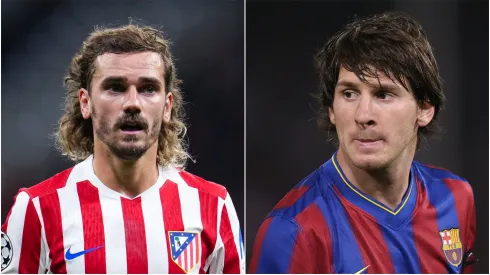 Antoine Griezmann (L) of Atletico Madrid and Lionel Messi (R) #10 of FC Barcelona.