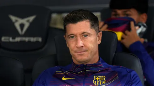 Robert Lewandowski in FC Barcelona's subs bench.