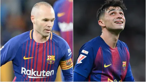 Barcelona legend Andres Iniesta and Pedri Gonzalez.