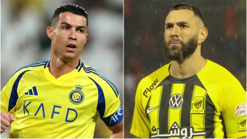 Cristiano Ronaldo (L) of Al-Nassr and Karim Benzema (R) of Al Ittihad.