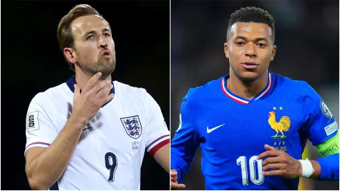 England's Harry Kane and France's Kylian Mbappe.