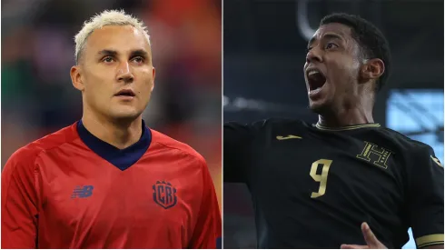 Keylor Navas (L) of Costa Rica and Anthony Lozano (R) #9 of Honduras.