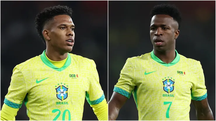 Estevao (L) and Vinicius Junior (R) of Brazil.