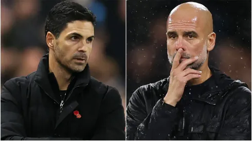 Mikel Arteta, Manager of Arsenal and Pep Guardiola, Manager of Manchester City.