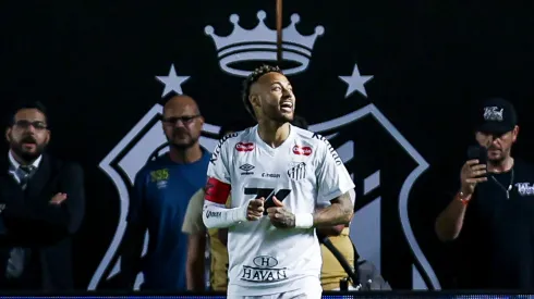 Neymar Junior of Santos celebrates after scoring