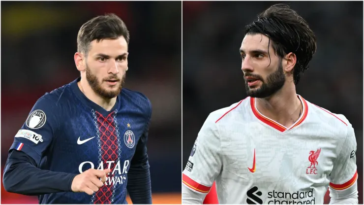 Khvicha Kvaratskhelia of Paris Saint-Germain and Dominik Szoboszlai of Liverpool.