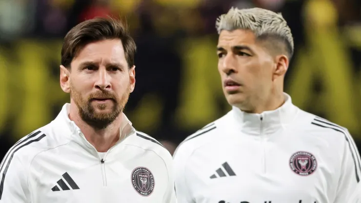 Lionel Messi (L) #10 and Luis Suarez #9 of Inter Miami.