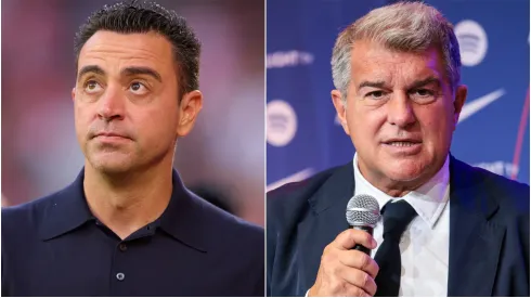 Xavi, Head Coach of FC Barcelona, and President Joan Laporta.