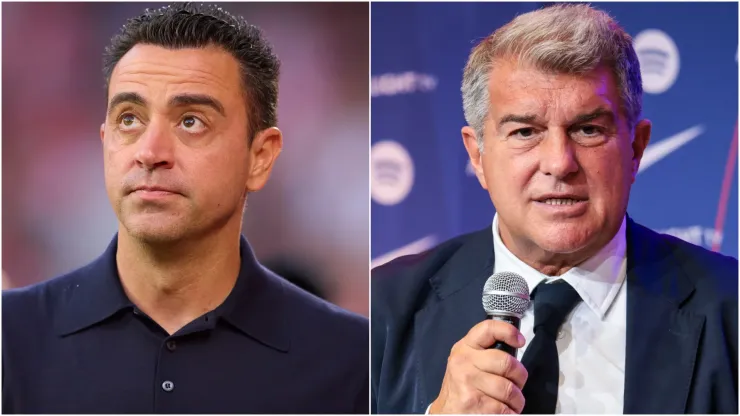 Xavi, Head Coach of FC Barcelona, and President Joan Laporta.