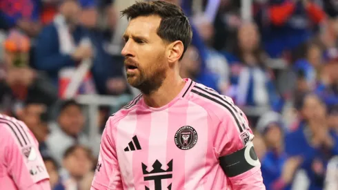 Lionel Messi #10 of Inter Miami CF reacts during the Conference Semifinal match.