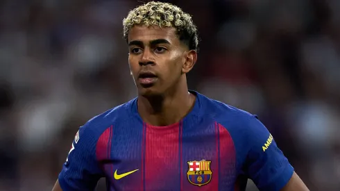 Lamine Yamal of FC Barcelona looks on during the LaLiga EA Sports match.