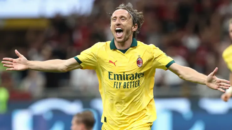 Luka Modric of AC Milan celebrates after scoring