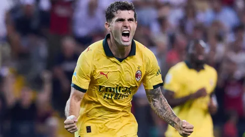 Christian Pulisic of AC Milan celebrates after scoring his team's first goal during the Serie A match between Udinese.