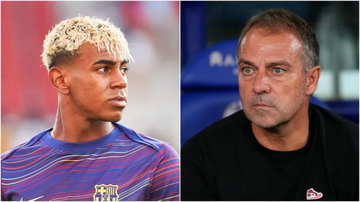 Lamine Yamal (L) and Hansi Flick (R), Head Coach of FC Barcelona.