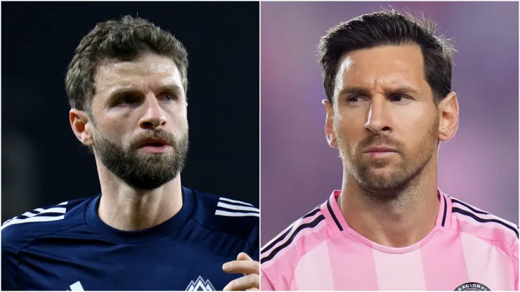 Thomas Müller (L) #13 of the Vancouver Whitecaps FC and Lionel Messi (R) #10 of Inter Miami CF.
