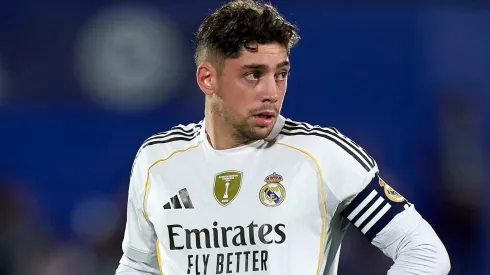 Federico Valverde of Real Madrid looks on during the LaLiga EA Sports match.