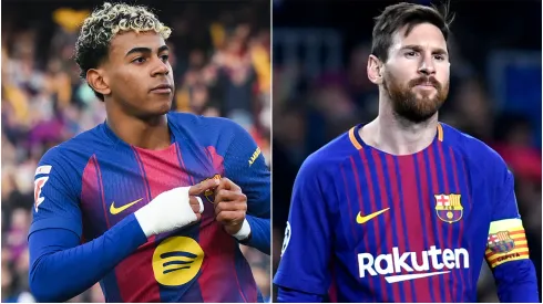 Barcelona star Lamine Yamal and Lionel Messi.