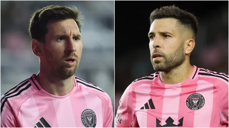 Lionel Messi #10 and Jordi Alba #18 of Inter Miami CF.