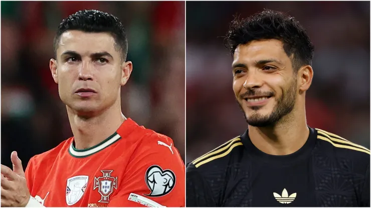 Cristiano Ronaldo of Portugal and Raul Jimenez #9 of Mexico.