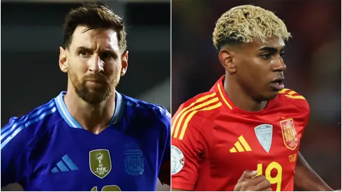 Lionel Messi of Argentina and Lamine Yamal of Spain.