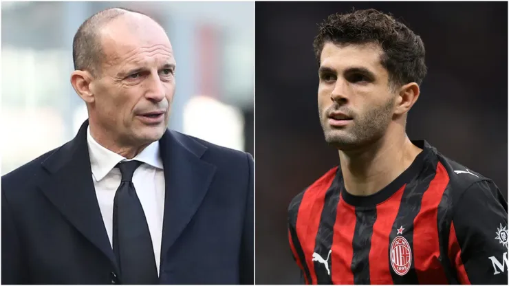 AC Milan's Massimiliano Allegri and Christian Pulisic.