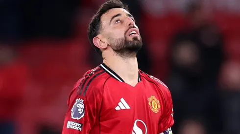 Bruno Fernandes of Manchester United look dejected after the draw in the Premier League match.