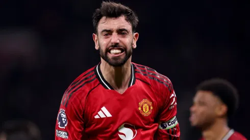 Bruno Fernandes of Manchester United celebrates a goal.