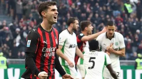 Christian Pulisic of AC Milan celebrates his goal that was later disallowed