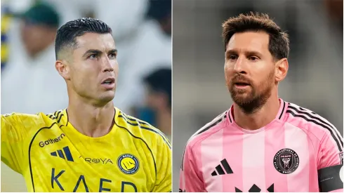 Cristiano Ronaldo (L) of Al-Nassr FC and Lionel Messi (R) #10 of Inter Miami CF.