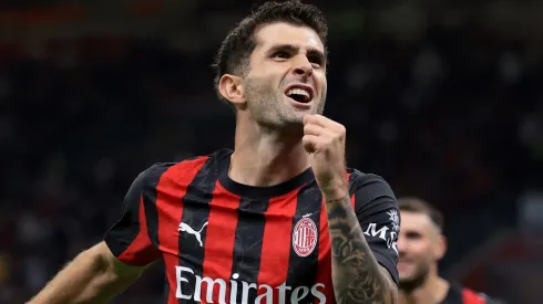 Christian Pulisic of AC Milan celebrates a goal.