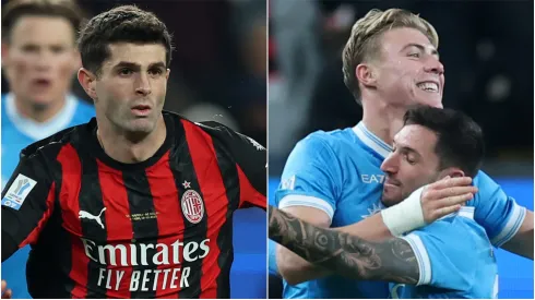 Christian Pulisic of AC Milan and Rasmus Hojlund of SSC Napoli.