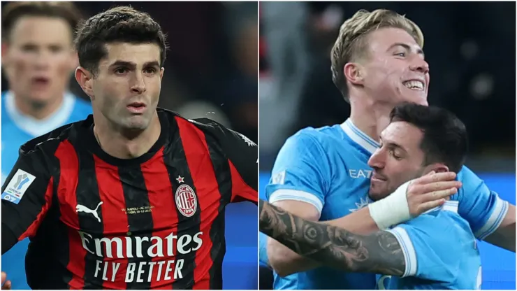 Christian Pulisic of AC Milan and Rasmus Hojlund of SSC Napoli.