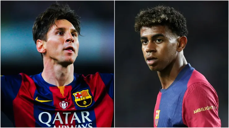 Lionel Messi (left) and Lamine Yamal (right)