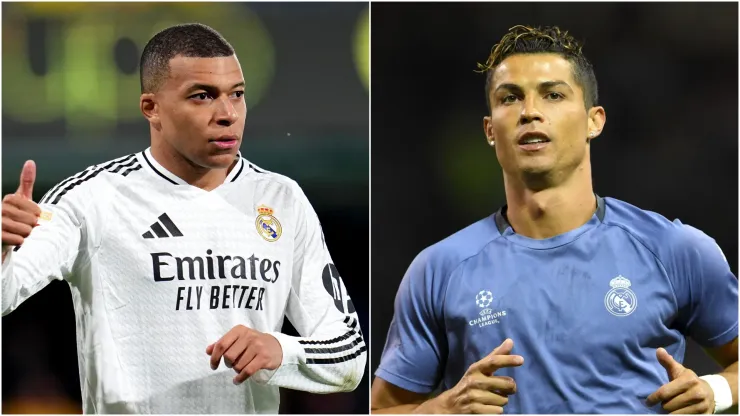Kylian Mbappe (L) and Cristiano Ronaldo (R) of Real Madrid.