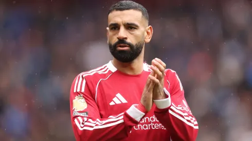 Mohamed Salah of Liverpool applauds the fans.