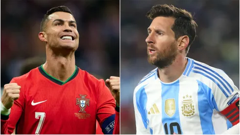 Cristiano Ronaldo (L) of Portugal and Lionel Messi (R) of Argentina.