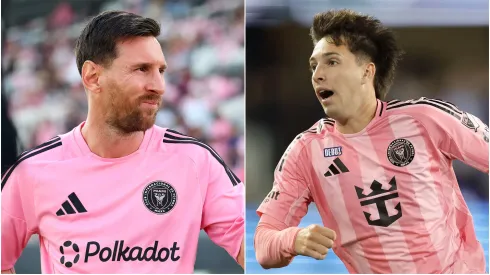 Lionel Messi (L) #10 and Baltasar Rodríguez (R) #11 of Inter Miami CF.