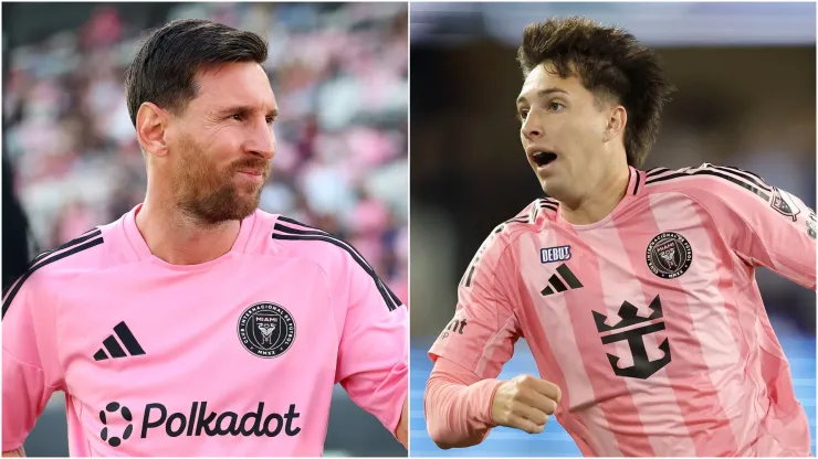 Lionel Messi (L) #10 and Baltasar Rodríguez (R) #11 of Inter Miami CF.