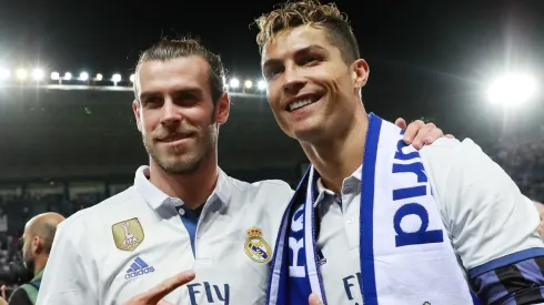 Cristiano Ronaldo of Real Madrid and Gareth Bale of Real Madrid celebrating.