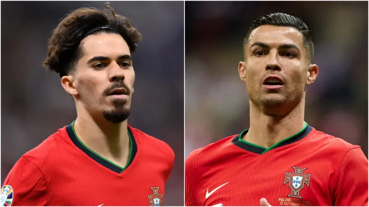 Vitinha (L) and Cristiano Ronaldo (R) of Portugal.