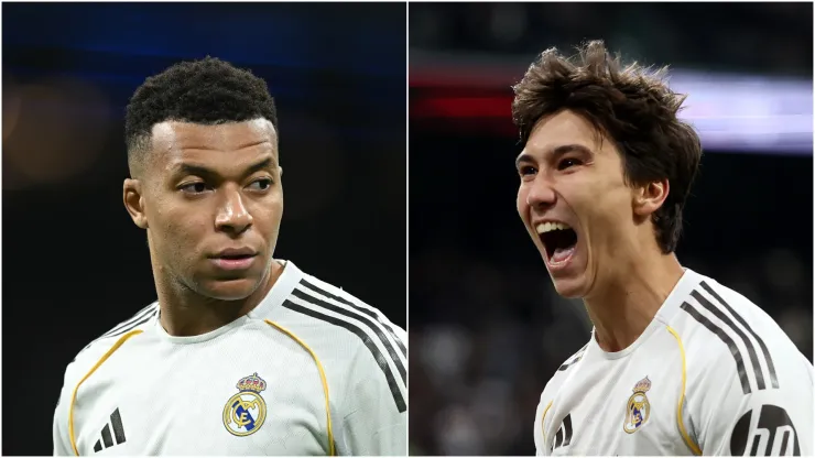 Kylian Mbappe (L) and Gonzalo Garcia (R) of Real Madrid.