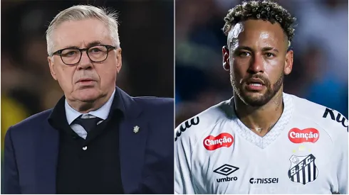 Carlo Ancelotti, Head Coach of Brazil and Neymar Junior of Santos.