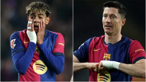 Lamine Yamal (left) and Robert Lewandowski (right)