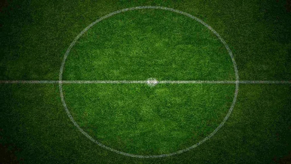 Esta é uma imagem do centro de um campo de futebol.