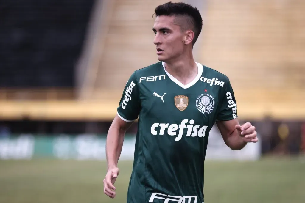 Eduard Atuesta jogador do Palmeiras durante partida contra o Sao Bernardo no estadio Primeiro de Maio pelo campeonato Paulista 2022. Foto: Ettore Chiereguini/AGIF