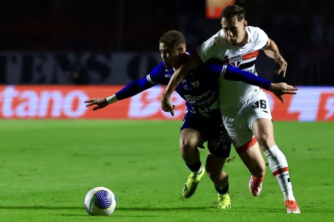Patryck jogador do São Paulo durante partida contra o Águia de Marabá no Morumbis pela Copa Do Brasil 2024. Foto: Marcello Zambrana/AGIF
