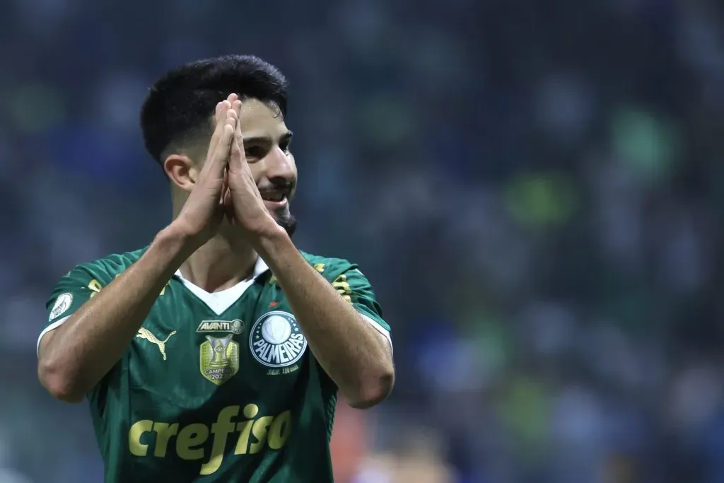 SP – SAO PAULO – 20/07/2024 – BRASILEIRO A 2024, PALMEIRAS X CRUZEIRO – Flaco Lopez jogador do Palmeiras comemora seu gol durante partida contra o Cruzeiro no estadio Arena Allianz Parque pelo campeonato Brasileiro A 2024. Foto: Marcello Zambrana/AGIF