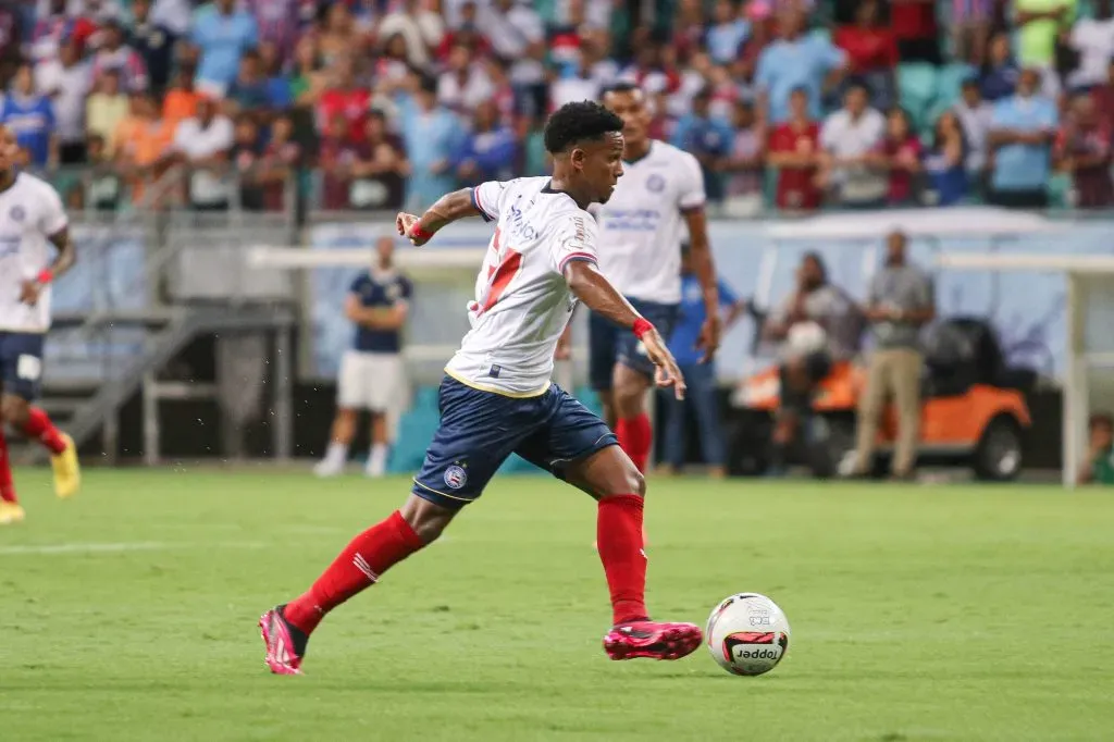 Kayky durante partida contra o Atlético de Alagoinhas no Campeonato Baiano de 2023. Foto: Renan Oliveira/AGIF